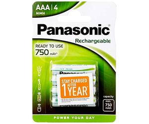 1x4 Panasonic batterie NiMH AAA 750 mAh Rechargeable Evolta