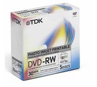 1x5 TDK DVD-RW 1,4GB 8cm 1-2x Speed, printable Jewel Case [PC]
