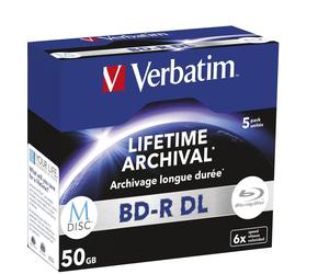 1x5 Verbatim M-Disc BD-R Blu-Ray 50GB 6X Speed, Jewel Case
