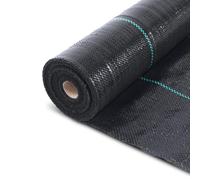 (1x50m with 100 pegs) VOUNOT 1x50m Weed Control Fabric, Heavy Duty Landscape Ground Cover Membrane, Black