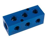 1xG 3/4'' x 9xG 1/2'' Aluminium Distributor Block One-sided 16 Bar