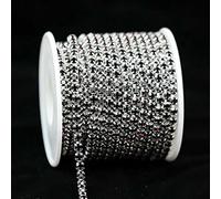 1Yard 10Yards/Roll SS6-SS18 Shiny Crystal Rhinestone Chain Sew-On Glue-On for Clothes Jewelry Apparel Accessories Trim Cup Chain-Silver Base Amethyst-SS8-2.5mm-10Yards - Roll