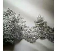 1Yard Gold Silver Cording Fabric Flower Venise Venice Mesh Lace Trim Applique Sewing Craft for Bride Wedding Dresses 20cm-1yard Silver
