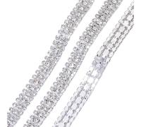 1Yard/Pack Rhinestone Trimming Chain Silver/Gold Base Sew Crystal Rhinstone Dress Garment Accessories(Silver Clear)