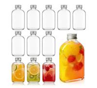 1ZIZIFA8 12 Pack 250ml Glass Flask Bottles with Screw Twist-Off Lids | Airtight Glass Bottle for Home | Great for Gin, Liqueur, Schnapps, Wine, Cider, Soda, Vodka