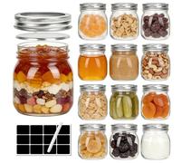 1ZIZIFA8 12 Pack Glass Mason Jars, 300 ml Canning Jars with Lids - 10 oz Airtight Glass Jars for Pickling, Jam, Jelly, Chutney, Fermenting, Honey & Spice Storage - Reusable & Leak Proof