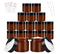1ZIZIFA8 Glass Cosmetic Storage Jars, 15 Pack 60 ml Amber Glass Jars with Tight-Seal Lids & Inner Liner for Lotion, Face Cream,DIY Candle, Essential Oils, etc