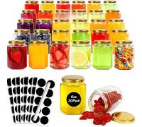 1ZIZIFA8 Hexagon Glass Canning Jars with Airtight Lids 30-Pack 180ml / 6 oz Empty Glass Jars, for Jam, Honey, Pickles, Candle Making, DIY Wedding Favors & Food Storage(Gold Lids)
