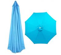 2.0-4.0m Large Waterproof Patio Umbrella Replacement Canopy 8 Rib Garden Shade Cover for Beach Pool Yard and Terrace - Sea Blue 330cm