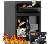 2.0 CUB Depository Drop Safe Fireproof, Front Drop Slot Lock Box with Digital Combination and Anti-Fishing, Silent Deposit Safe Box, Security Money Safe for Cash Slips Expense Business Office Home