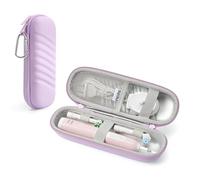 2.0 Electric Toothbrush Travel Case, Compatible with Oral B/Oral-B Pro/Philips Sonicare Toothbrushes, Portable Toothbrush Bag, Slanted Stripes, Waterproof, purple, streaks
