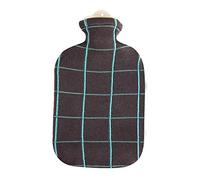 2.0 litre rubber hot water bottle with knitted cover made of cotton "Chequered Turquoise"