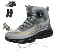 2.0 Safety Shoes - Complete Protection for Warehouse Workers, Rivrise Safety Trainers, Slip Steel Toe Cap Trainers, Lightweight, Non Slip, Puncture Proof, Breathable (Gray,9.5)