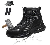 2.0 Safety Shoes - Complete Protection for Warehouse Workers, Rivrise Safety Trainers, Slip Steel Toe Cap Trainers, Lightweight, Non Slip, Puncture Proof, Breathable (Black,9)