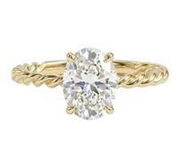 2.00 Carat Oval Moissanite Engagement Ring | Twisted Band Design | 925 Sterling Silver | Size 9 1/4 | Elegant Modern Solitaire | Timeless Jewelry