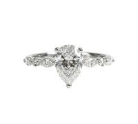 2.00 Carat Pear & Marquise Moissanite Ring | 925 Sterling Silver | Elegant Three Stone Design | Size 9 1/4 | Timeless Engagement Jewelry