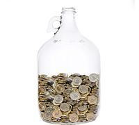 £2,000+ Glass Coin Jar - Large 5.3 Litre Piggy Bank for Adults & Kids - Clear Money Jar for Saving - Transparent Money Box Bank - Holds Over £2,000 In £1 Coins!
