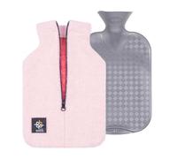 2.0L Fashy Hot Water Bottle with Barker Textiles 100% Wool Cover (Pink) Hot Water Bag with Zipper Cover