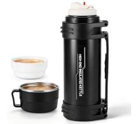 2.0L Thermal Flask SUS 316 Stainless Steel Flasks for Hot and Cold Drinks | Large Capacity Vacuum Insulated Bottle Travel Flasks with Handle Lid for Outdoor Work Travel (Black)