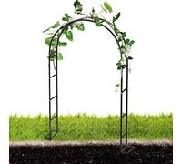 2.0m/2.2m/2.3m Metal Garden Arch for Climbing Plants, Sturdy Pergola for Roses, Wedding Arbor in Black/White/Bronze/Dark Green (L350xW40xH220cm)