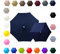 2.0m 2.7m 3.0m 4.0m Outdoor Canopy Parasol Cover 6/8 Arms, UV30+ Waterproof Replacement Cover Fabric for Large Umbrella, Outdoor Umbrellas Parasol Beach Sunshade(Dark Blue,8-RIBS-6.6FT/2.0m)