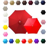 2.0m 2.7m 3.0m 4.0m Outdoor Canopy Parasol Cover 6/8 Arms, UV30+ Waterproof Replacement Cover Fabric for Large Umbrella, Outdoor Umbrellas Parasol Beach Sunshade(Red,8-RIBS-7.5FT/2.30m)