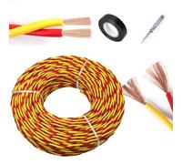 2 * 1.0/1.5/2.5 Mm² Twisted Pair Power Cable 2-Core, Flame Retardant PVC Insulated 220V Wire for Home Lighting, Security Camera & Fire Alarm Wiring, With Tape & Voltage Tester(250 ft,2 x 2.5 mm²)