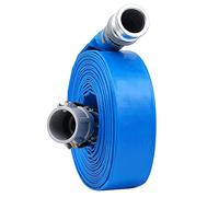 2-1/2" x 50ft PVC Lay Flat Discharge Hose With Aluminum Camlock C & E Fittings, Cam Lock Fitting Type F included, Heavy Duty Reinforced Pump Backwash Hose Assembly