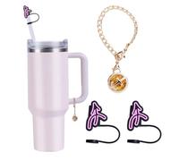 （2+1）2PCS Constellation Straw Cover for Stanley Cup 30&40 Oz 10mm Straw Topper with 1PCS Stanley Cup Accessories Constellation Charms Handle Personalized Charm For Stanley Tumbler (Sagittarius)