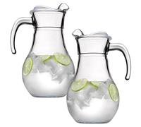 (2) 1.8L Pasabahce Glass Jug with Lid for Water, Juice, Cocktails