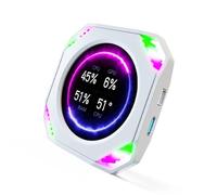 2.1 AIO Computer Temp Monitor, DIY Dynamic USB Monitor Water Cooler Screen, RGB GPU CPU Cooler LCD Display Upgrade Kit for Water Cooling Systems, 480×480 Resolution (White)