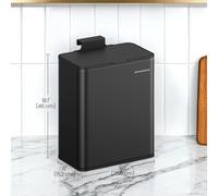 Songmics Hanging Kitchen Bin, 2.1-Gallon (8 L) Steel Trash Bin With Lid For Food Waste, Cabinet Door Hanging Or Wall-Mounted