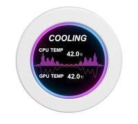 2.1 Inch IPS PC Temperature Screen, Type-C CPU Data Monitor PC AIDA64 Desktop Self-adhesive Sensor Panel for Water Cooling Systems (White)