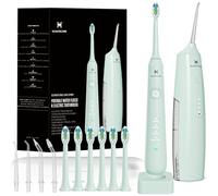 2-1 Oral Clean Kit- Water Dental flosser & Electric Toothbrush Combo- Brushing & Flossing- for Teeth Cleaning and Gum Health (Light Green)