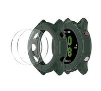 (2+1 Pack) NTidea Screen Protector Case Compatible with Garmin Forerunner 955 Watch, Soft Color TPU Shockproof Cover Slim Guard Bumper Shell with Tempered Glass Film for Garmin 955 Solar, Green