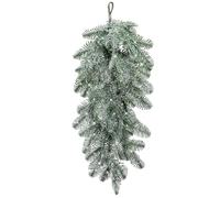 2/1 Pcs Artificial Norfolk Pine Christmas Teardrop Swag, 71.12cm White Frosted Snow Flocked Door Wreath, Faux Douglas Fir Branch Decoration for Mantle, Staircase, (Green-1 Pcs)