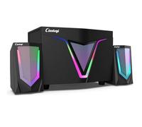 2.1 USB-Powered Computer Speaker with Subwoofer,Computer Speakers with 9'' subwoofer-Dual 4.7'' mid-treble full-range satellites for PC,Speaker with Dynamic RGB,Up to 16W, 3.5mm Inputs,Strong Bass