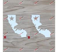 (2) 10.2cm California Bear Decal Sticker Map Outline Republic Cali Car Vinyl White sda1