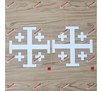 (2) 10.2cm Jerusalem Cross Crusaders' Cross Decal Sticker Car Vinyl White sda1