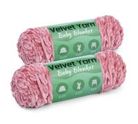 2 * 100g/7.05oz Wool Velvet Baby Velvet Yarn, Blanket Yarn for Crochet Weaving with 2 Crochet Hooks and Plastic Big Eye Needle