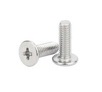 2/100pcs CM M0.8 M1 M1.2 M1.4 M2 M2.5 M3 M4 M5 M6 M8 M10 304 Stainless Steel Cross Ultra Thin Super Low Flat Wafer Head Screw Bolt(14mm,10pcs M6)