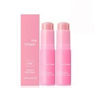 2 * 10G Pink Colla/gen Volume Multi Balm,Collag/en Wand Stick & Moisturising Lip Balm,Hydrating Col/lagen Balm to Smooth Fine Lines,Anti-Wrinkle Face Cream & Korean Eye Balm,Tightening Cream for Neck