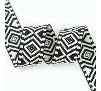 2-10M 38mm Jacquard Polyester Cotton Ribbon Band Canvas Bag Strap Belt Decorative Bias Webbing Tape Sewing Accessories-RD707-500Black-3.0meters