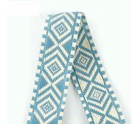 2-10M 38mm Jacquard Polyester Cotton Ribbon Band Canvas Bag Strap Belt Decorative Bias Webbing Tape Sewing Accessories-RD603-Blue-5Meters