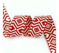 2-10M 38mm Jacquard Polyester Cotton Ribbon Band Canvas Bag Strap Belt Decorative Bias Webbing Tape Sewing Accessories-RD707-501Red-2Meters