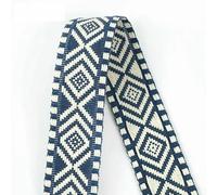 2-10M 38mm Jacquard Polyester Cotton Ribbon Band Canvas Bag Strap Belt Decorative Bias Webbing Tape Sewing Accessories-RD603-NavyBlue-2Meters