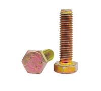 2-10pcs High Strength Hex Bolts 8.8 Grade Yellow Zinc Steel Full Thread Extended M4 M5 M6 M8 M10 M12 Hexagon Hex Cap Screw Bolts(50mm,M6 5pcs)