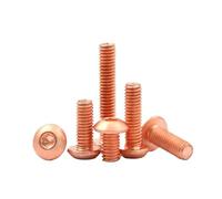 2-10pcs M3 M4 M5 M6 M8 T2 Copper Button Head Hexagon Screw Copper Round Cup Pan Head Bolt Mushroom Head Screw(10mm,M6 2pcs)