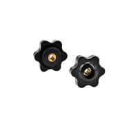 2-10Pcs M4-M12 Black White Star Thumb Knob Nuts For Mechanical Equipment Manual Clamping Assembly(Black Perforated,M5(Head 25mm) 2pcs)