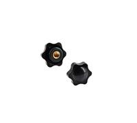 2-10Pcs M4-M12 Black White Star Thumb Knob Nuts For Mechanical Equipment Manual Clamping Assembly(Black No Perforated,M6(Head 38mm) 2pcs)